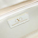 VALENTINO Hand Bag Leather White Gold Auth bs29636-18