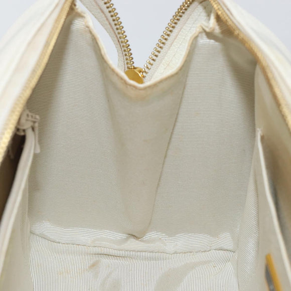 VALENTINO Hand Bag Leather White Gold Auth bs29636