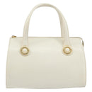 VALENTINO Hand Bag Leather White Gold Auth bs29636-13