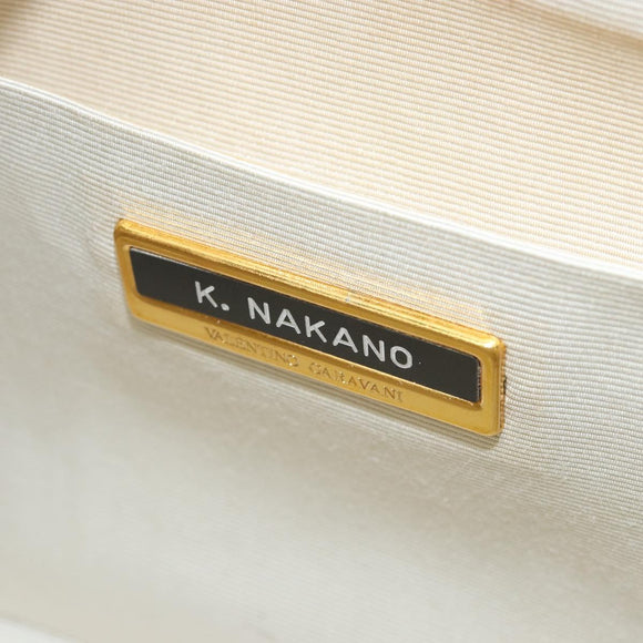 VALENTINO Hand Bag Leather White Gold Auth bs29636