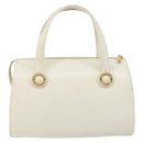 VALENTINO Hand Bag Leather White Gold Auth bs29636-2