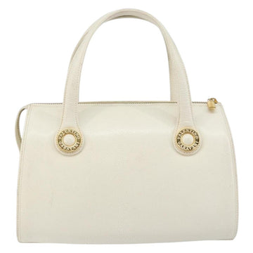 VALENTINO Hand Bag Leather White Gold Auth bs29636 - 0