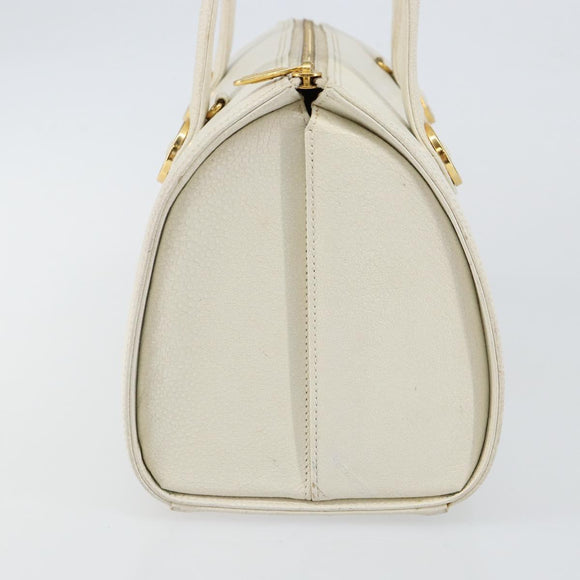 VALENTINO Hand Bag Leather White Gold Auth bs29636