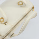 VALENTINO Hand Bag Leather White Gold Auth bs29636-6