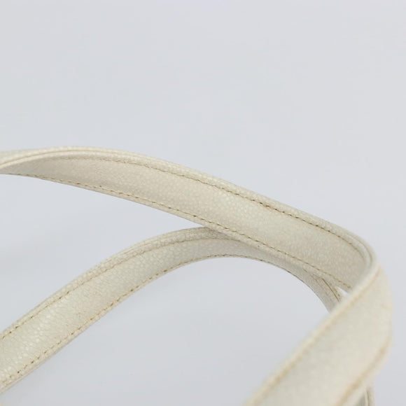 VALENTINO Hand Bag Leather White Gold Auth bs29636