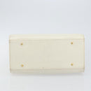 VALENTINO Hand Bag Leather White Gold Auth bs29636-5