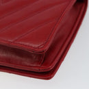 CHANEL V Stitch Waist Bag Lamb Skin Red Gold CC Auth bs29640-15