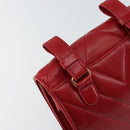 CHANEL V Stitch Waist Bag Lamb Skin Red Gold CC Auth bs29640-8