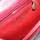 CHANEL V Stitch Waist Bag Lamb Skin Red Gold CC Auth bs29640-18