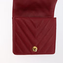 CHANEL V Stitch Waist Bag Lamb Skin Red Gold CC Auth bs29640-18