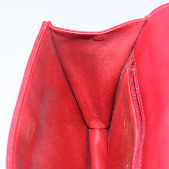 CHANEL V Stitch Waist Bag Lamb Skin Red Gold CC Auth bs29640