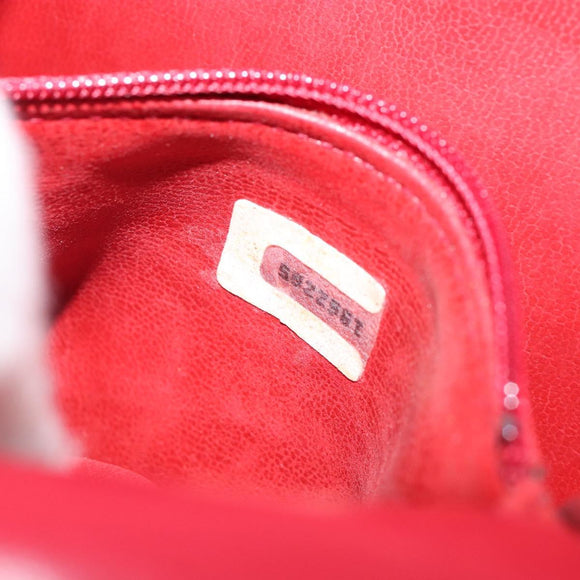 CHANEL V Stitch Waist Bag Lamb Skin Red Gold CC Auth bs29640