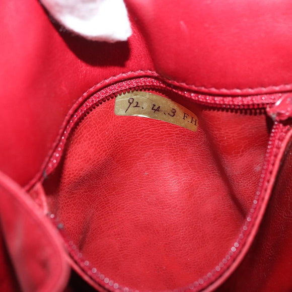 CHANEL V Stitch Waist Bag Lamb Skin Red Gold CC Auth bs29640