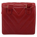 CHANEL V Stitch Waist Bag Lamb Skin Red Gold CC Auth bs29640-2
