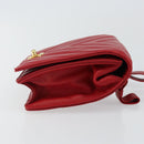 CHANEL V Stitch Waist Bag Lamb Skin Red Gold CC Auth bs29640-3