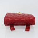CHANEL V Stitch Waist Bag Lamb Skin Red Gold CC Auth bs29640-5