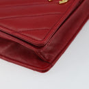 CHANEL V Stitch Waist Bag Lamb Skin Red Gold CC Auth bs29640-14