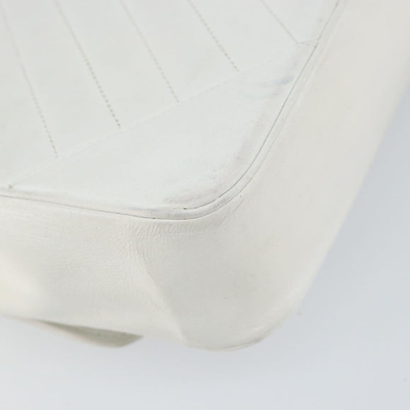 CHANEL Chain Shoulder Bag Lamb Skin White Gold CC Auth bs29641