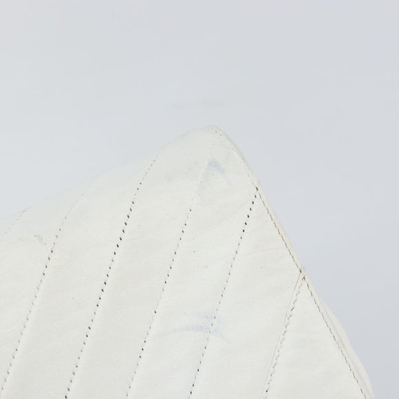 CHANEL Chain Shoulder Bag Lamb Skin White Gold CC Auth bs29641