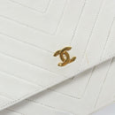 CHANEL Chain Shoulder Bag Lamb Skin White Gold CC Auth bs29641-17