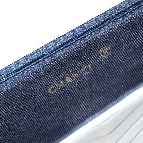 CHANEL Chain Shoulder Bag Lamb Skin White Gold CC Auth bs29641