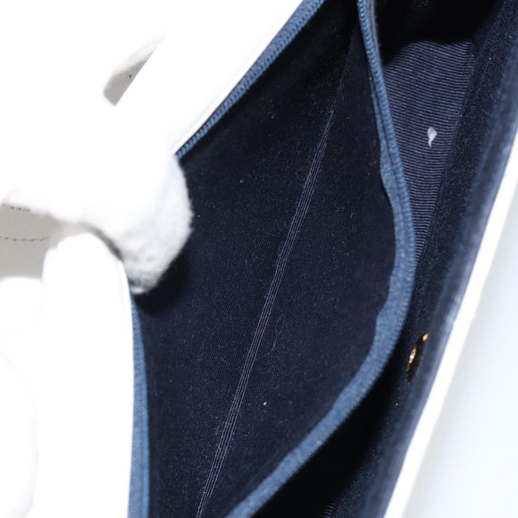 CHANEL Chain Shoulder Bag Lamb Skin White Gold CC Auth bs29641