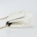 CHANEL Chain Shoulder Bag Lamb Skin White Gold CC Auth bs29641-4