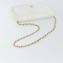 CHANEL Chain Shoulder Bag Lamb Skin White Gold CC Auth bs29641-7