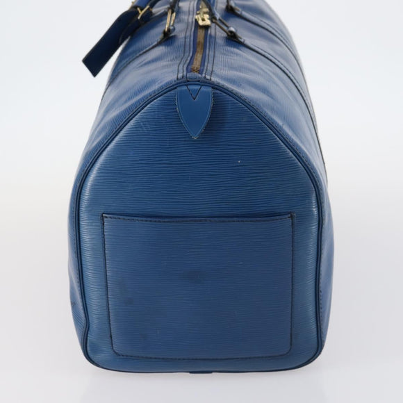LOUIS VUITTON Epi Keepall 50 Boston Bag Blue M42965 LV Auth bs29642