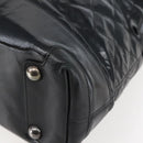 CHANEL Tote Bag Coated Canvas Black Silver CC Auth bs29643-9