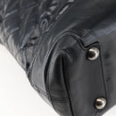 CHANEL Tote Bag Coated Canvas Black Silver CC Auth bs29643-16