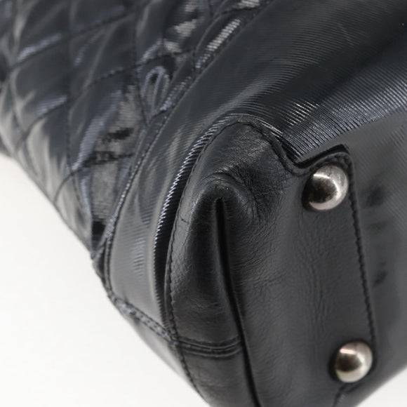 CHANEL Tote Bag Coated Canvas Black Silver CC Auth bs29643