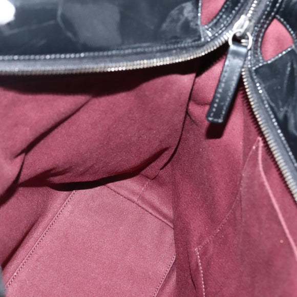 CHANEL Tote Bag Coated Canvas Black Silver CC Auth bs29643