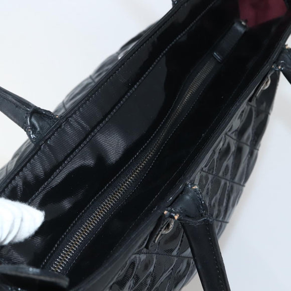 CHANEL Tote Bag Coated Canvas Black Silver CC Auth bs29643