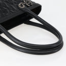 CHANEL Tote Bag Coated Canvas Black Silver CC Auth bs29643-7