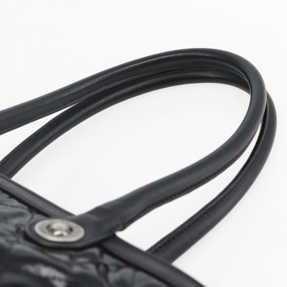 CHANEL Tote Bag Coated Canvas Black Silver CC Auth bs29643