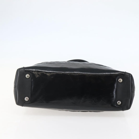 CHANEL Tote Bag Coated Canvas Black Silver CC Auth bs29643