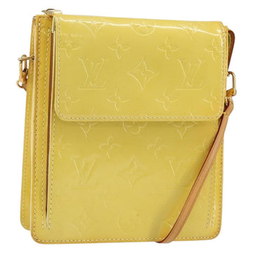 LOUIS VUITTON Monogram Vernis Motto Pouch Lime Yellow M91059 LV Auth bs29653