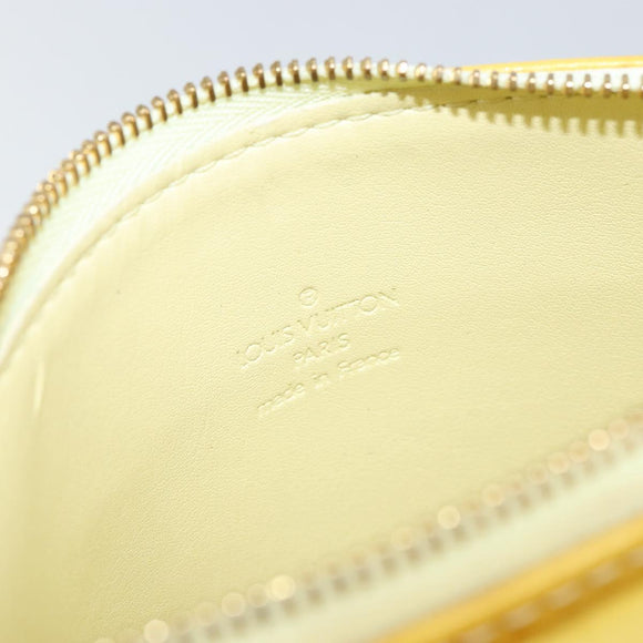 LOUIS VUITTON Monogram Vernis Motto Pouch Lime Yellow M91059 LV Auth bs29653