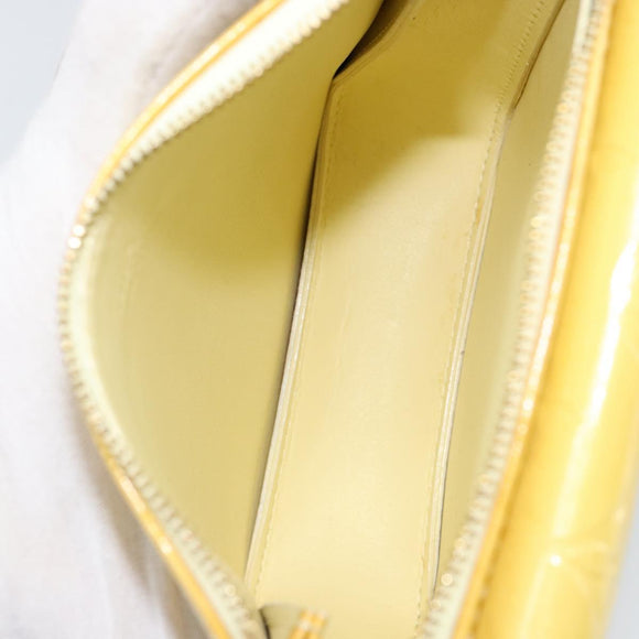 LOUIS VUITTON Monogram Vernis Motto Pouch Lime Yellow M91059 LV Auth bs29653