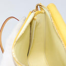 LOUIS VUITTON Monogram Vernis Motto Pouch Lime Yellow M91059 LV Auth bs29653-19