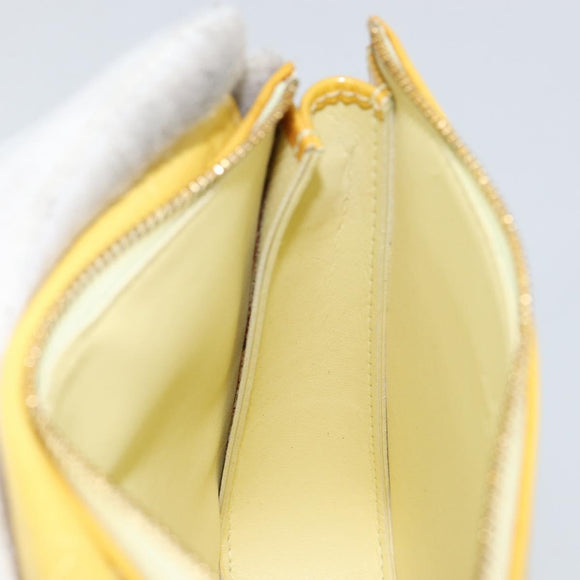 LOUIS VUITTON Monogram Vernis Motto Pouch Lime Yellow M91059 LV Auth bs29653