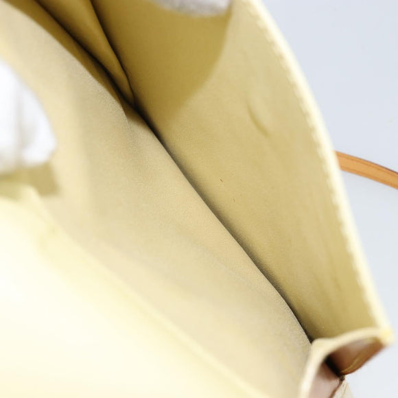 LOUIS VUITTON Monogram Vernis Motto Pouch Lime Yellow M91059 LV Auth bs29653