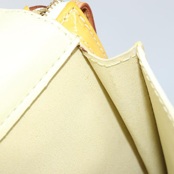 LOUIS VUITTON Monogram Vernis Motto Pouch Lime Yellow M91059 LV Auth bs29653