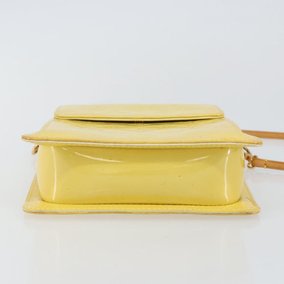 LOUIS VUITTON Monogram Vernis Motto Pouch Lime Yellow M91059 LV Auth bs29653