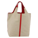 BOTTEGA VENETA INTRECCIATO Tote Bag Canvas Beige Silver Auth bs29655-1