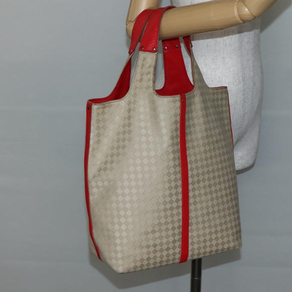 BOTTEGA VENETA INTRECCIATO Tote Bag Canvas Beige Silver Auth bs29655