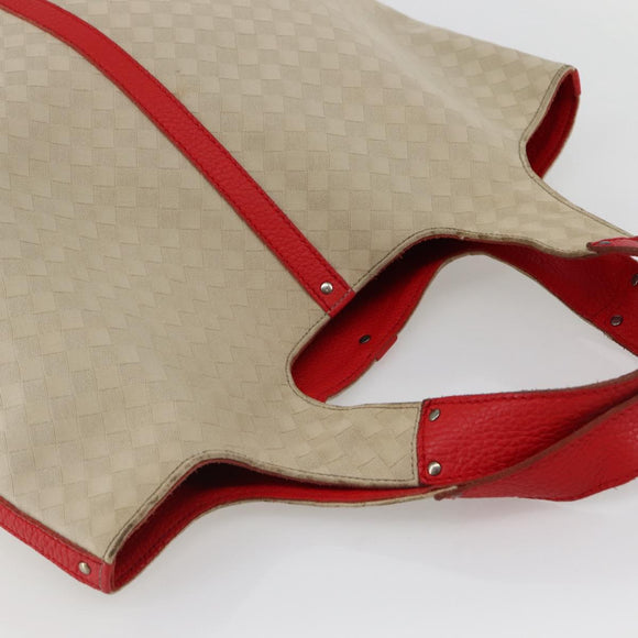 BOTTEGA VENETA INTRECCIATO Tote Bag Canvas Beige Silver Auth bs29655