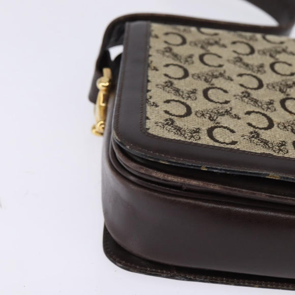 CELINE C Macadam Canvas Shoulder Bag Brown Gold Auth bs29657