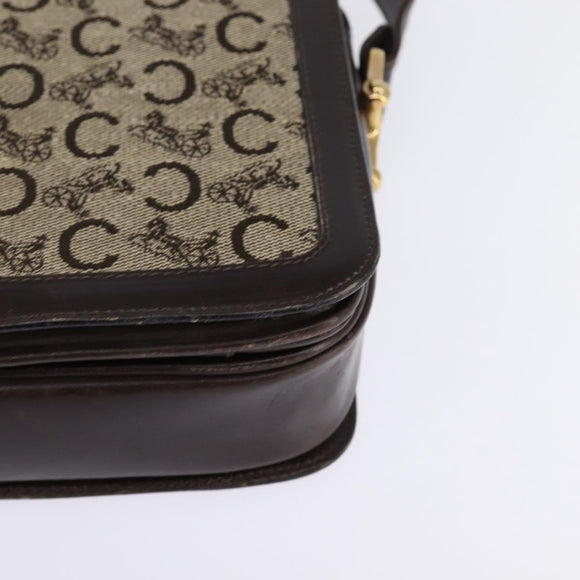 CELINE C Macadam Canvas Shoulder Bag Brown Gold Auth bs29657